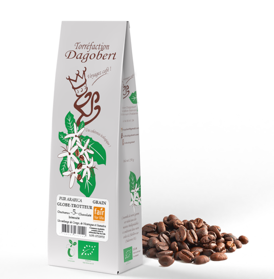 Les Cafés Dagobert -- Mélange globe-trotteur 100% arabica, bio et équitable - grains - 250 g