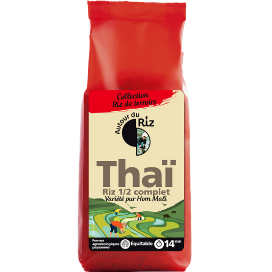 Autour Du Riz -- Riz thaï 1/2 complet bio sans gluten équitable (origine Thaïlande) - 500 g