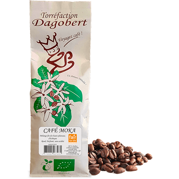 Les Cafés Dagobert -- Mélange café moka Guji 100% arabica, bio et équitable - grains (origine Ethiopie) - 1 kg