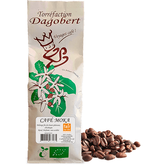 Les Cafés Dagobert -- Mélange café moka Guji 100% arabica, bio et équitable - grains (origine Ethiopie) - 1 kg