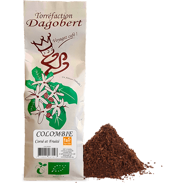 Les Cafés Dagobert -- Colombie  100% arabica, bio et équitable - moulu/filtre (origine Colombie) - 250 g