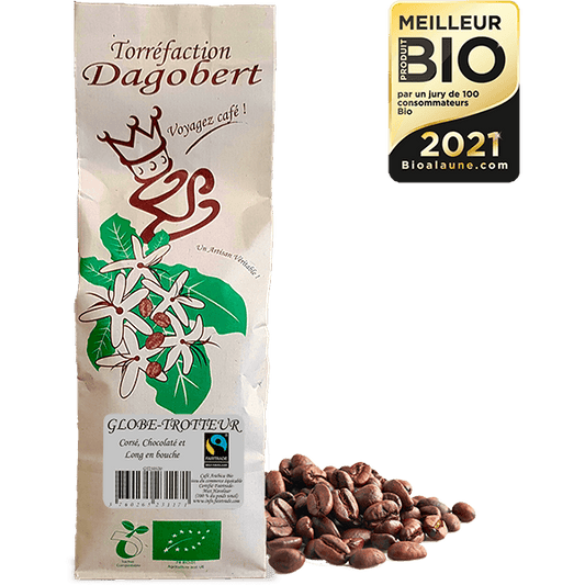 Les Cafés Dagobert -- Mélange globe-trotteur 100% arabica, bio et équitable - grains - 1 kg